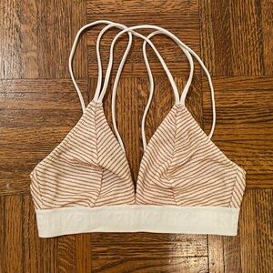 VS PINK White & Gold Metallic Stripes Logo Bralette